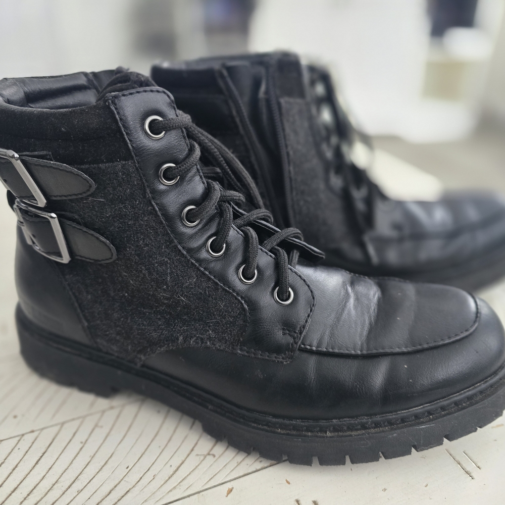 Mens Steve Madden Men's Black Leather Side Zipper Boots